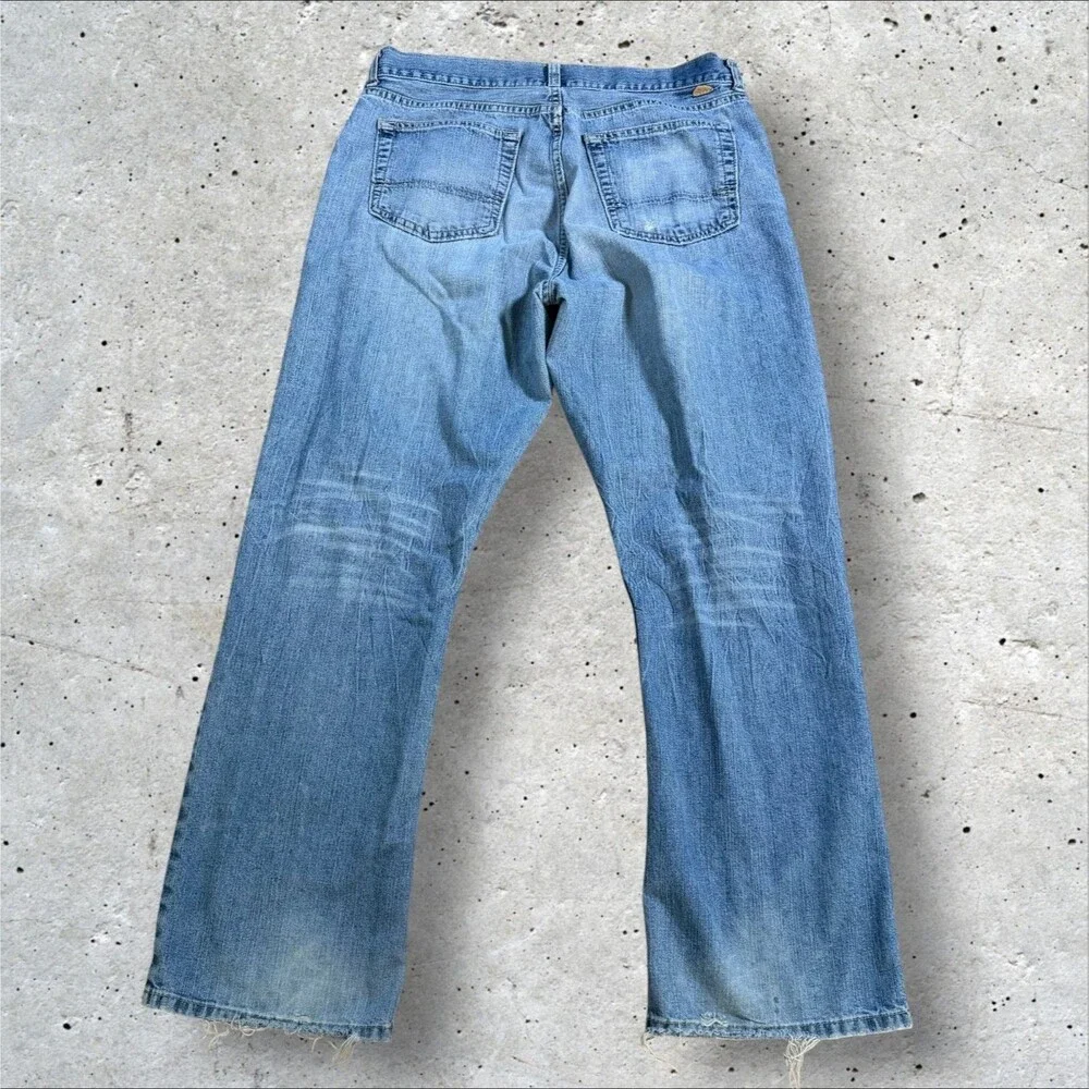 Vintage Tommy Jeans Mens 33x30 College Low Rider Bootcut Light Wash Denim